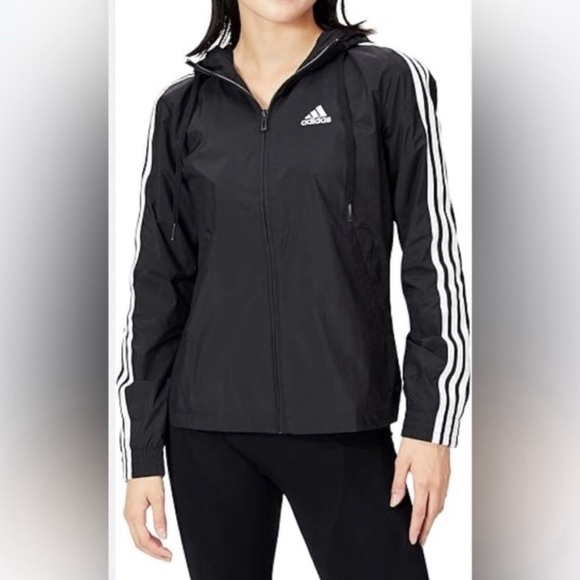 ❤️ Adidas classic 3-Stripe lightly lined running coat jacket - Picture 1 of 11